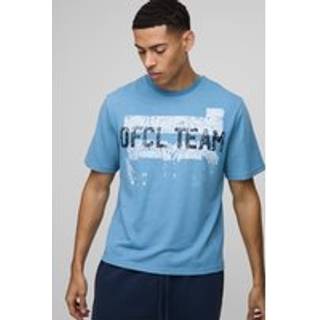 Mens Mid Blue Boxy OFCL Printed T-Shirt