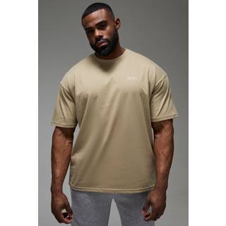 Mens Taupe Man Active Gym Basic Oversized T-shirt