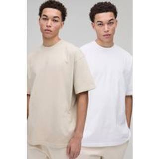 Mens Multi 2 Pack Oversized Heavyweight Crew Neck T-Shirts