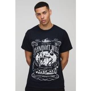 Mens Black Oversized Disney Mickey Mouse License Printed T-Shirt