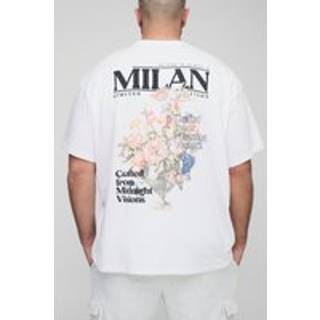 Mens White Plus Oversized Milan Floral Print T-Shirt
