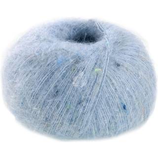 Lana Grossa Natural Superkid Tweed 618 Lyseblå Indhold: 60% superkid mohair, 30% silke, 7% bomuld, 3% polyester Vægt/Længde: 25 g = ca. 200 meter Anbefalede pinde: 4.5-5 mm Strikkefasthed: 10 x 10 cm = 21 m x 30 p Vask:Håndvask / Tørres fladt.