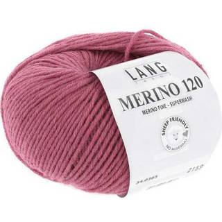 Lang Yarns Merino 120 365 Indhold: 100% Merinould Vægt/længde: 50 g = ca. 120 meter Anbefalede pinde: 3.50-4.50 mm Strikkefasthed: 10 x 10 cm = 22 m x 32 p Vask: Maskinvask 30 °C / Tåler ikke tørretumbling .