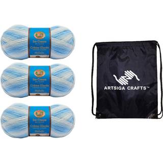 Lion Brand Ice Cream Big Scoop Blueberry 922-203 (3 -SKEINS - Samme farvestof) DK ???ight Worklen nr. 3 Akrylgarn til h?kling og strikning - bun