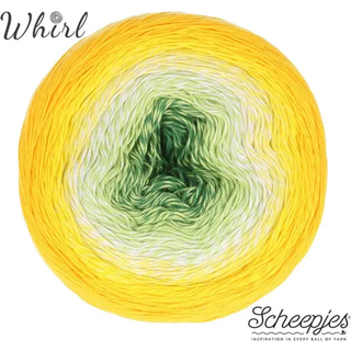 Scheepjes Cotton Whirl 713 Lemon Limeade Indhold:100% økologisk bomuld Vægt/længde:226 gram = 1000 meter Anbefalede pinde:2.50 - 3.50 mm Strikkefasthed:10 x 10 cm = 25 m x 44 p Vask:Maskinvask op til 30°C.