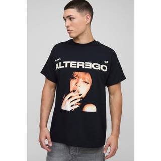 Mens Black Oversized Lisa Alter Ego License Printed T-Shirt