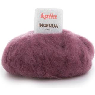 Katia Ingenua 58 Mørk mauve Indhold:78% mohair, 13% polyamid, 9% merinould Vægt/længde:50 g = 140 meter Anbefalede pinde:5-5.5mm Strikkefasthed:10 cm x 10 cm = 16 m x 20 r Vask:Finvask 30º / Tåler ikke tørretumbling.