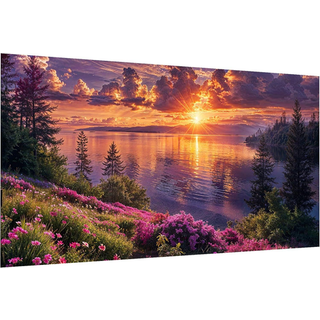 Jooz store landskab diamantkunst sæt til voksne - 5d solnedgang diamantmaleri sæt til voksne DIY fuld bor Ekstra stor sø diamant kunstmaleri perl