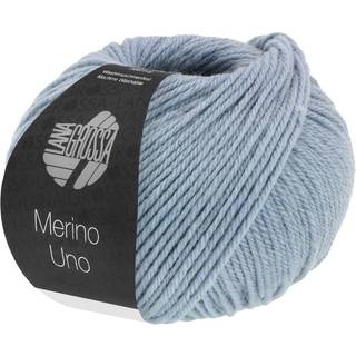 Lana Grossa Merino Uno 67 Røgblå Indhold: 100% ren, ny merinould Vægt/Længde: 50 g = ca. 125 meter Anbefalede pinde: 4.5-5 mm Strikkefasthed: 10 x 10 cm = 19 m x 25 p Vask:Finvask 30º/ Tørres fladt.