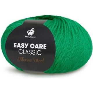 Mayflower Easy Care CLASSIC 233 Græsgrøn Indhold: 100 % Ren merinould Vægt/længde: 50 g = ca. 106 m Anbefalet pind: 4 mm Strikkefasthed: 10 x 10 cm = 22 m x 28 p Vask: Maskinvask ved 40°C.Anvend ikke alm. flydende vaskemiddel. Flydende uldvaskemiddel kan anvendes.