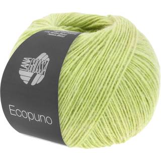 Lana Grossa Ecopuno 78 Sart grøn Indhold: 72% bomuld, 17% ren ny merinould, 11% baby alpaca Vægt/Længde: 50 g = ca. 215 meter Anbefalede pinde: 4.00-4.50 mm Strikkefasthed: 10 x 10 cm = 24 m x 30 p Vask:Håndvask / Tørres fladt.