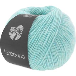 Lana Grossa Ecopuno 77 Lys turkis Indhold: 72% bomuld, 17% ren ny merinould, 11% baby alpaca Vægt/Længde: 50 g = ca. 215 meter Anbefalede pinde: 4.00-4.50 mm Strikkefasthed: 10 x 10 cm = 24 m x 30 p Vask:Håndvask / Tørres fladt.
