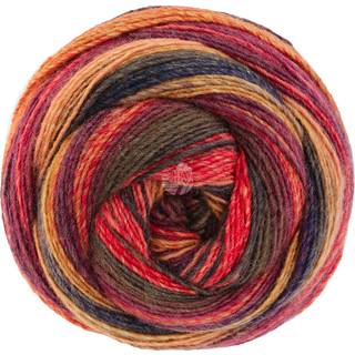 Lana Grossa Gomitolo Arte 1014 Bourgogne/Laks/Rød/Gråbrun/Brombær/Vinrød Indhold: 60% ren, ny uld, 40% polyakryl Vægt/længde: 200 g = ca. 700 meter Anbefalede pinde: 4.5-5 mm Strikkefasthed: 10 x 10 cm = 19 m x 24 p Vask: Finvask 30℃ / Tørres fladt.