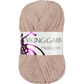 Viking Heklegarn 12/4 807 Beige Indhold:100% bomuld Vægt/længde: 100 g = ca. 300 meter Anbefalede pinde: 3 mm Strikkefasthed: 10 = 24 m Anbefalet hæklenål: 1.5-1.75mm Vask:Maskinvask 60ºC.