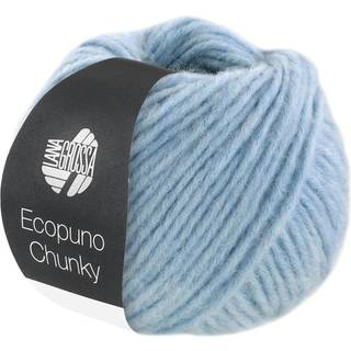 Lana Grossa Ecopuno Chunky 142 Pastelblå Indhold: 48% bomuld, 33% ren ny merinould, 19% baby alpaca Vægt/Længde: 50 g = ca. 70 meter Anbefalede pinde: 7-8 mm Strikkefasthed: 10 x 10 cm = 13 m x 17 p Vask:Håndvask / Tørres fladt.