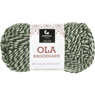 Gjestal Ola Raggegarn 717 Grå/grøn/hvid mouliné Indhold: 80% Uld, 20% Nylon Vægt/Længde: 50 g = ca. 100 meter Anbefalede pinde: 3.50-4.00 mm Strikkefasthed: 10 cm = 22-23 m Vask: Uldvask 40ºC, vrides før vask, brug ikke skyllemiddel / Tørres fladt.