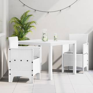 3 stykker have spisestel med puder lys grå polyrattan