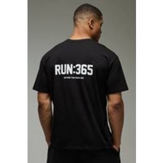 Mens Black MAN Active Run:365 Oversized T-Shirt