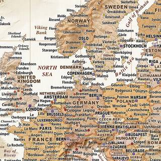 Verdenskort - Sand - Plakat - Str: 70 x 100 Cm