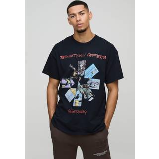 Mens Black Oversized Red Hot Chili Peppers License Print T-Shirt