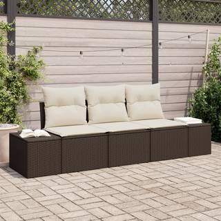 3 Stykke Have Sofa Sæt med Puder Brun Poly Rattan