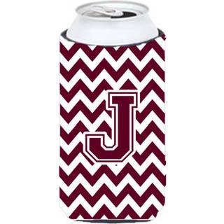 Brev J Chevron Maroon og White Tall Boy Beverage Isulator Hugger CJ1051-JTBC