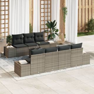 8 Deles Have Sofa Sæt med Hynder Grå Polyrattan
