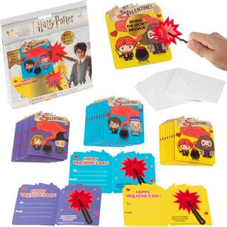 Harry Potter Potion Cauldron Valentine's Day Card Set för barn 28 kort och kuvert - Magic Wand Lens avkodar det dolda meddelandet - Skolklassrums
