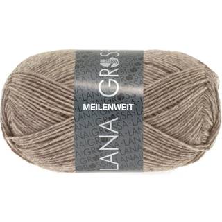 Lana Grossa Meilenweit 50 1359 Taupe Indhold:80% ren, ny uld, 20% polyamid Vægt/længde: 50 g = ca. 210 meter Anbefalede pinde:2.5-3 mm Strikkefasthed:10 x 10 cm = 28 m x 40 p Vask:Finvask 40℃ / Kan tørretumbles.