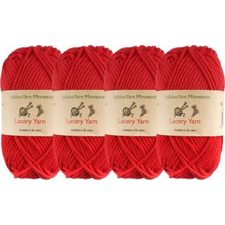 Jubileeyarn Lacery Yarn - Bulk -bomuld - 100 g/Skein - 205 hjerter R?de - 4 Skeins