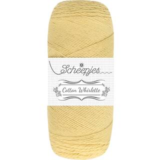 Scheepjes Cotton Whirlette 812 Sesame Seed Indhold: 100% økologisk bomuld Vægt/længde:100 g = ca. 455 meter Anbefalede pinde:2.50-3.50 mm Strikkefasthed: 10 x 10 cm = 25 m x 44 p Vask:Maskinvask op til 30°C.