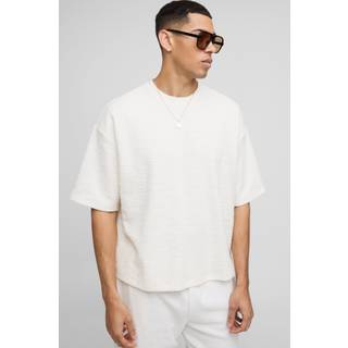 Mens Ecru Oversized Boxy Heavyweight Textured T-Shirt