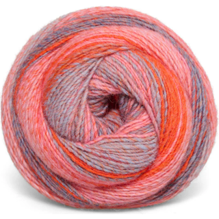 Mayflower Taormina 018 Klar orange/ Flamingo/ Støvet blå/ Kornblomst Indhold: 49% polyakryl, 36% alpaka, 15% polyamid Vægt/længde: 200 g = ca. 600 meter Anbefalede pinde: 4.5 mm Strikkefasthed: 10 x 10 cm = 18 m x 24 r Vask: Vaskes i hånden / Tørres fladt.