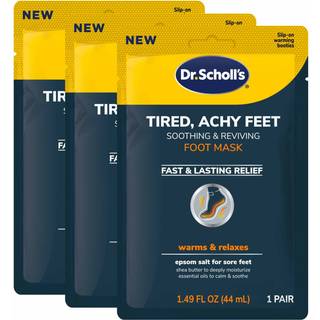 Dr. Scholls tr?tte ?mme f?dder beroligende og genoplivende fodmaske 3 par opvarmende booties