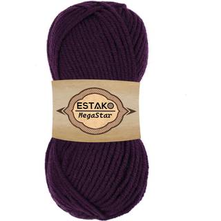 Estako Megastar 75% akryl 25% uldgarn Blød tykket voluminøs vægt #5 til hækling og strikning 3,52 oz (100 g) / 120 år (110 m) (66001 - Dark Purpl