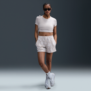 Nike Chill Terry-shorts i french terry med print og mellemhøj talje til kvinder - brun - L (EU 44-46)