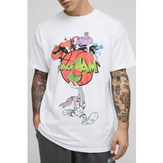 Mens White Oversized Space Jam Monster License Printed T-Shirt