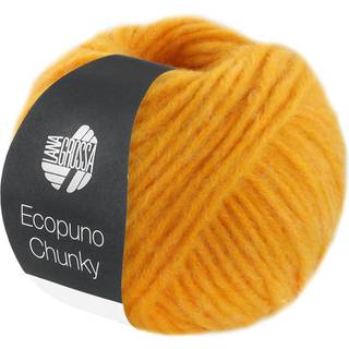 Lana Grossa Ecopuno Chunky 136 Gul Indhold: 48% bomuld, 33% ren ny merinould, 19% baby alpaca Vægt/Længde: 50 g = ca. 70 meter Anbefalede pinde: 7-8 mm Strikkefasthed: 10 x 10 cm = 13 m x 17 p Vask:Håndvask / Tørres fladt.