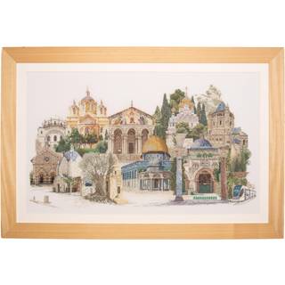 Thea Gouverneur - Tællet Cross Stitch Kit - Jerusalem Israel - Aida - 18 Count - Broderi Kit til voksne - DMC Broderietråde og andre krydsstingfo