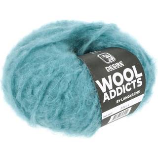 Lang Yarns Desire WoolAddicts 071 Indhold: 82% mohair, 15% ren ny uld, 3% polyamid Vægt/længde: 50 g = ca 95 meter Anbefalede pinde: 6.00-7.00 mm Strikkefasthed: 10 x 10 cm = 11 m x 16 p Vask: Håndvask.
