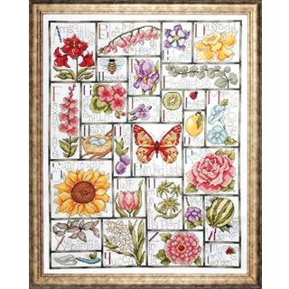 Design Works Crafts Floral ABC t?llede tv?rstitch -s?t hvidt ved g?rden