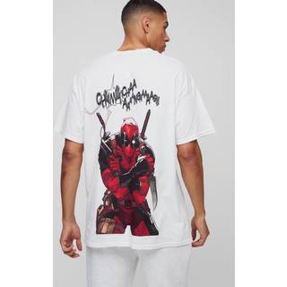 Mens White Oversized Deadpool License Print T-Shirt