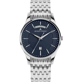 Jacques Lemans 1-2193C Herren-Armbanduhr London Leder Blau