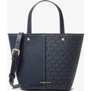 MK Flora Medium Signature Logo and Pebbled Leather Crossbody Bag - Blue - Michael Kors - ONE SIZE