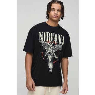Mens Black Oversized Nirvana License Print T-Shirt