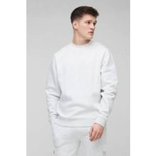 Mens Grey Marl Tall Basic Crew Neck Regular Fit Sweatshirt