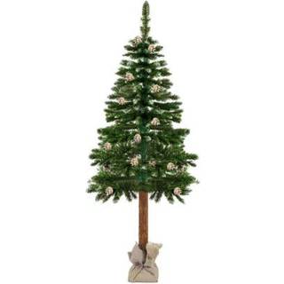 Kunstigt juletræ med træstamme og fyrrekogler, 180 cm