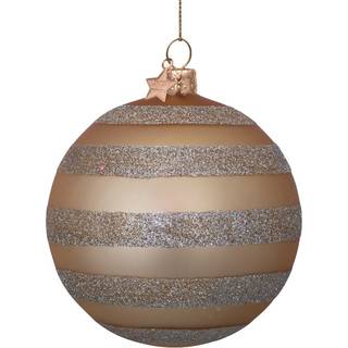 Julekugle Med Striber - Mundblæst Glaskugle