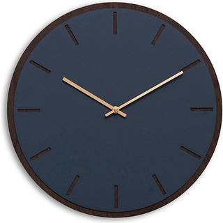 Hemverk - Vægur - Mørk Eg/Smokey Blue - Kobber visere - Ø38 cm