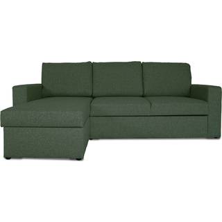 Odin sovesofa , hjørnesofa med opbevaring højre, venstrevendt grøn.